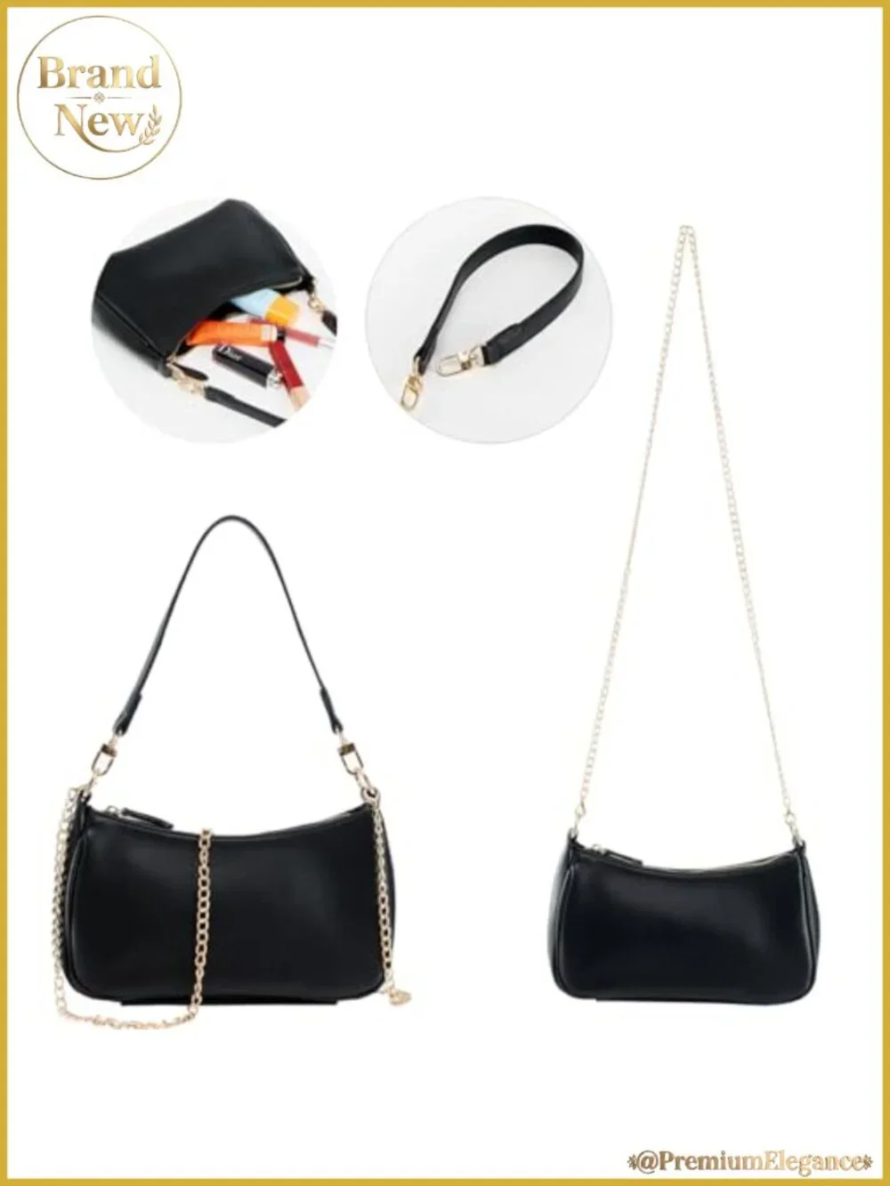 Vintage Faux Leather Hobo Crossbody Shoulder Bag with Zipper Closure